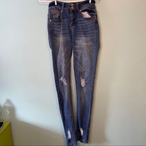 Indigo Rein Skinny Ankle Distressed Jeans 3